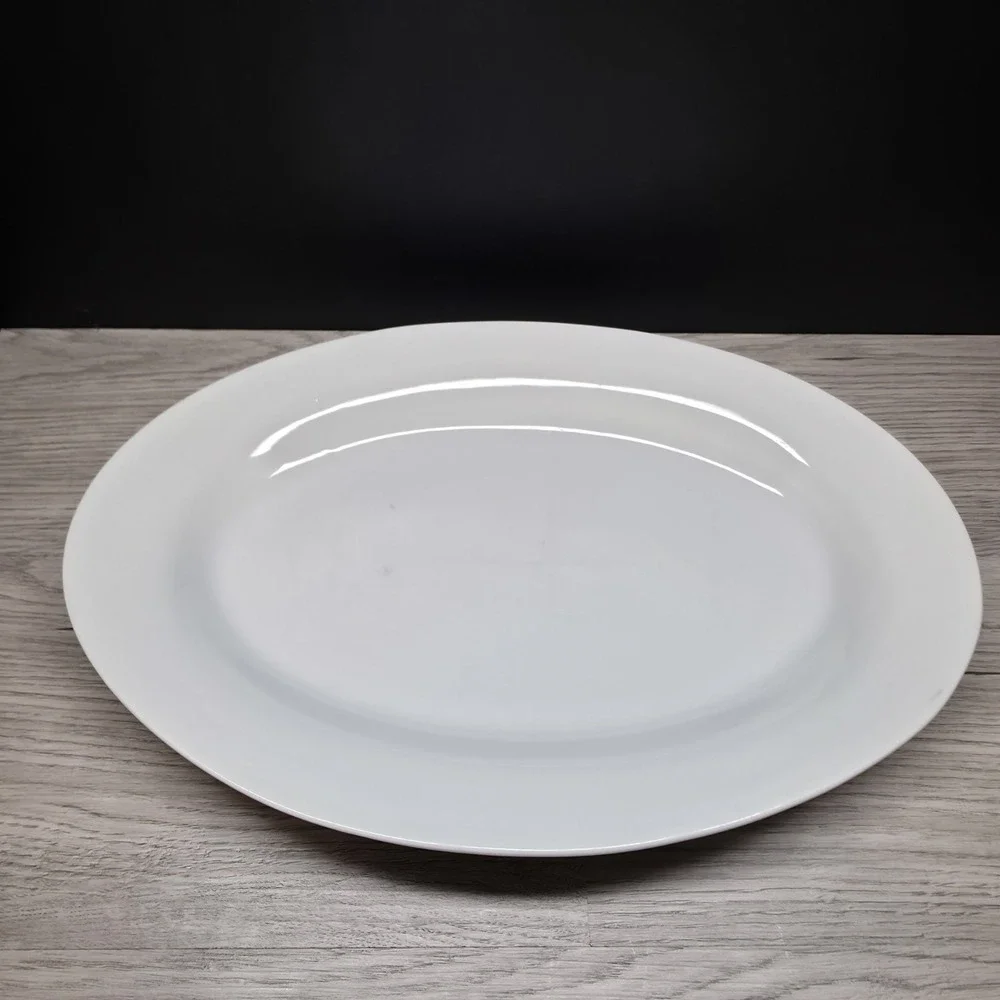 Vintage White Oval Platter - 13.75